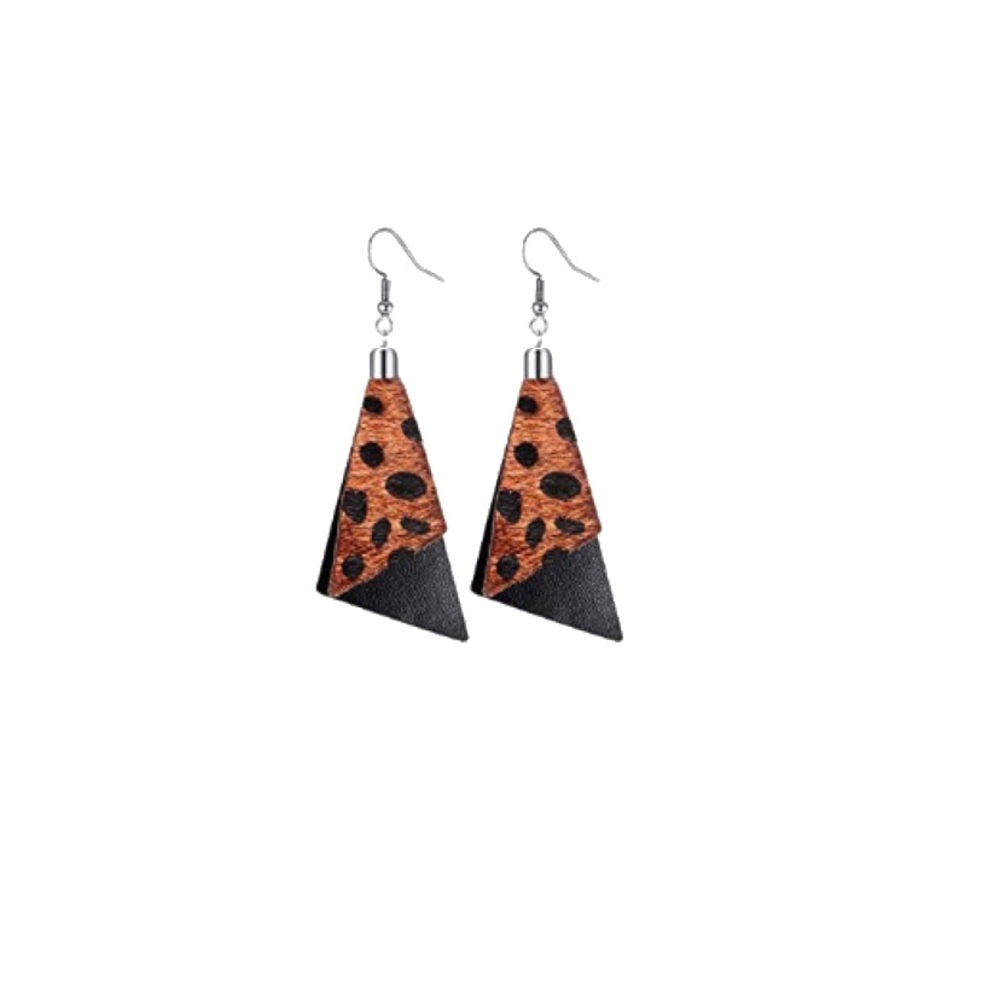 3 for $9 faux-leather earrings; NWOT, hypoallergenic. Stock photos.